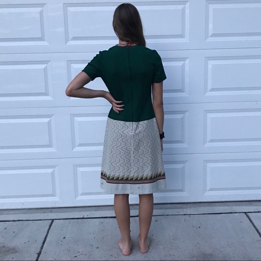 Vintage 1960s jewel tone drop waist mod dress